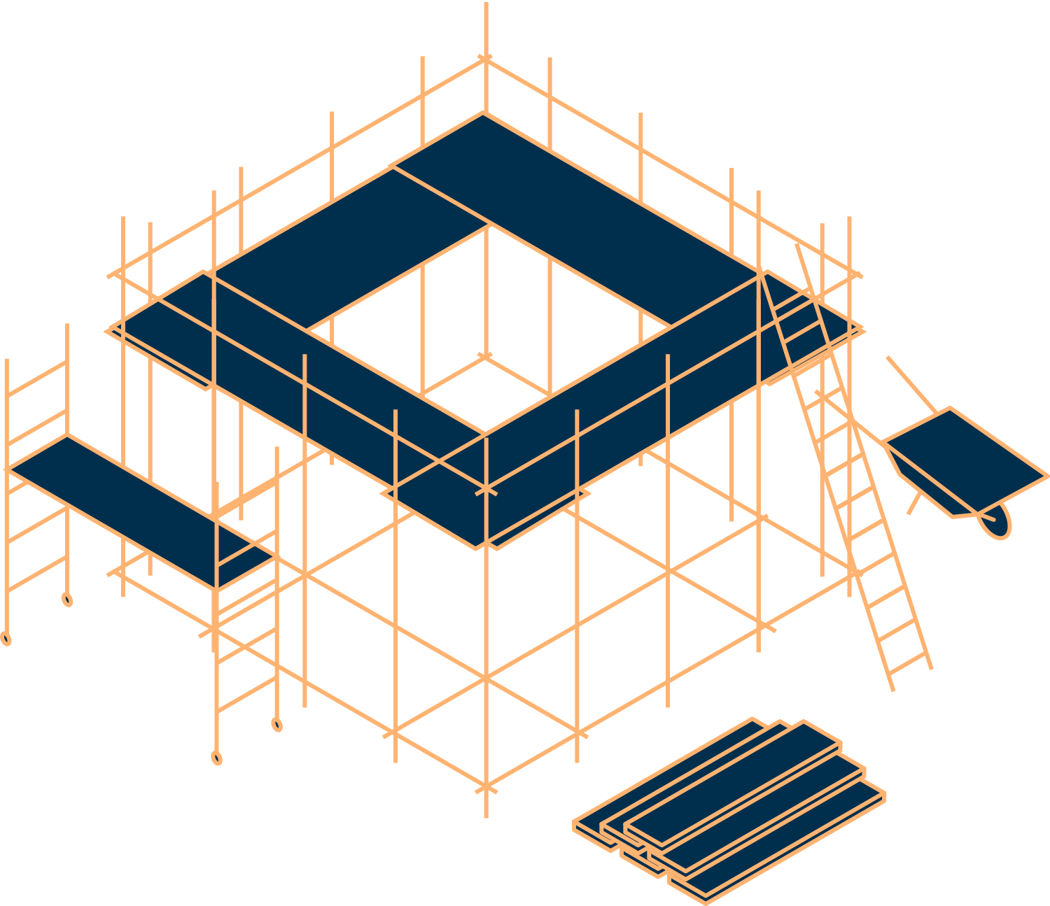 Isometric illustration of a building under construction, representing emerging critical industries