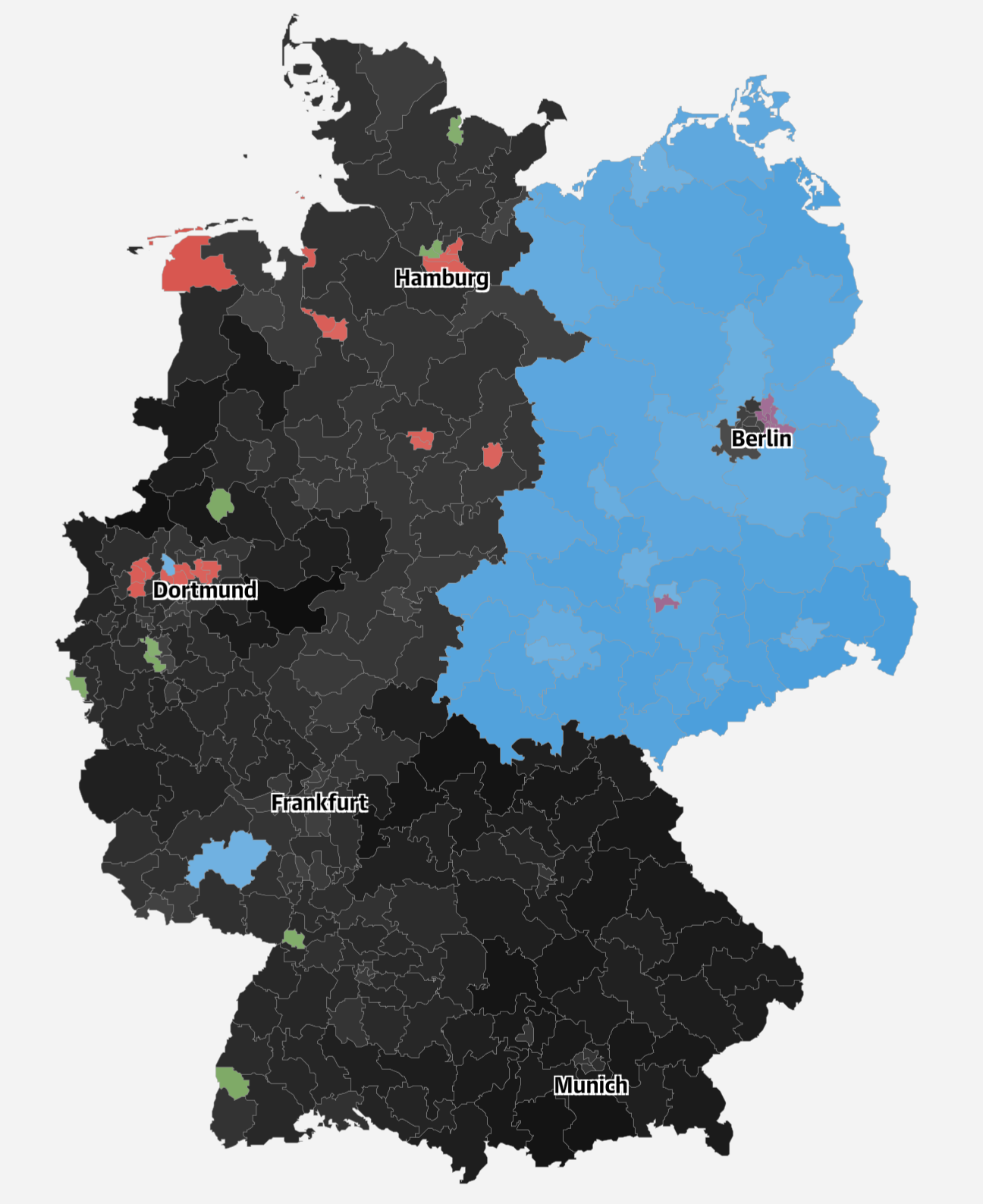 Largest party by constituency in the 2025 German federal elections