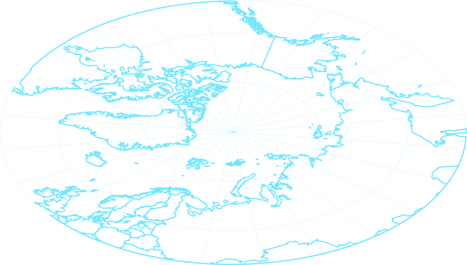Line-art map of the Arctic region seen from above the North Pole